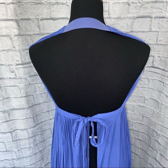Lulus plunging scoopneck halter maxi wrap dress with tie and open back slit XS - Picture 4 of 8
